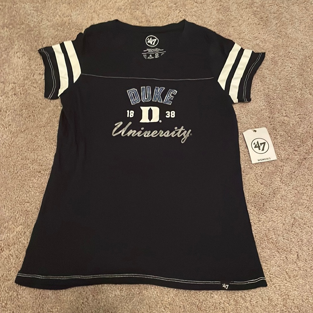 Woman’s size Small, Duke University, V-neck short sleeve shirt.
